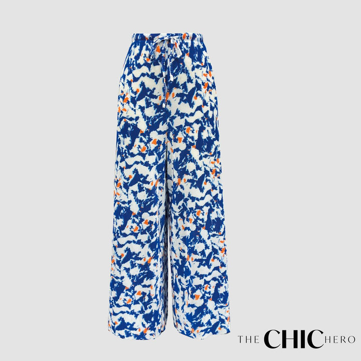 Multi Colour Wave Print Pleated Trousers