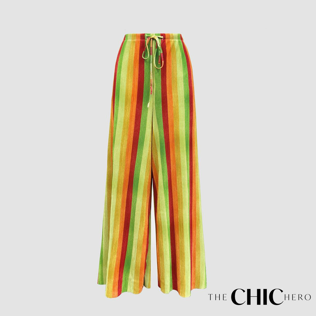 Multi Colour Wave Print Pleated Trousers