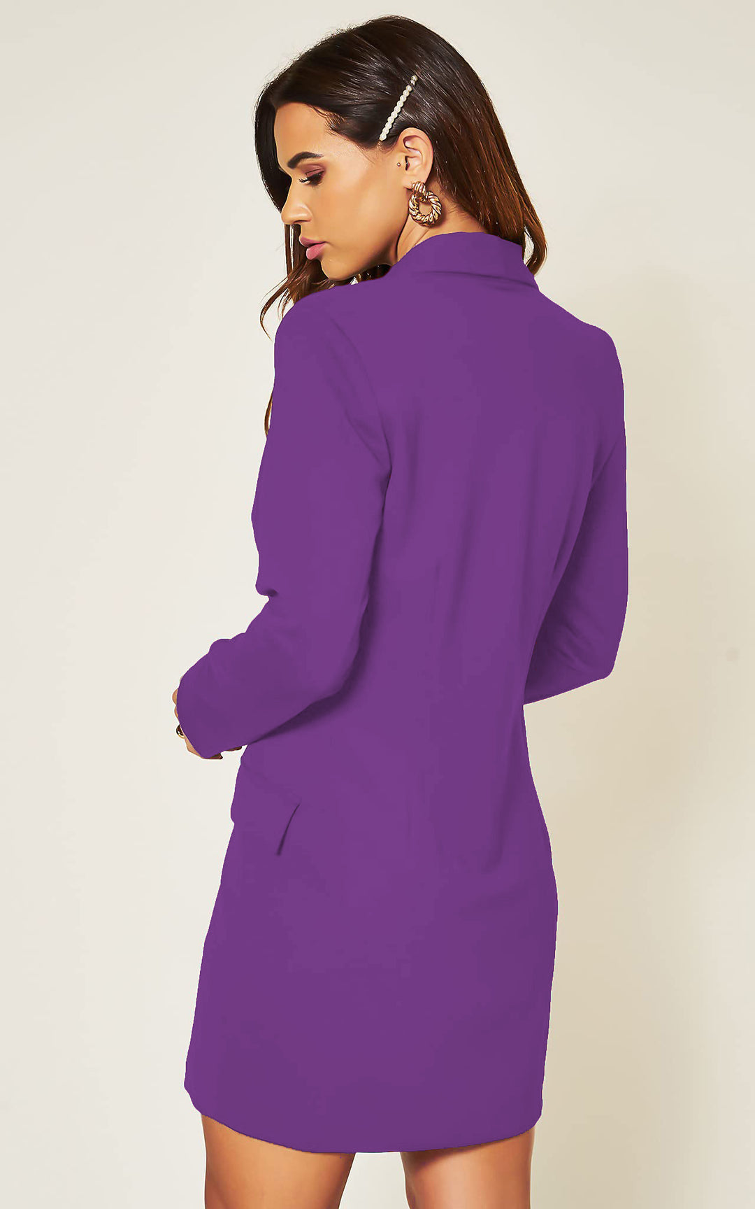 Luxe Stain Breasted Asymmetric Blazer Dress In Purple Luxe Stain Breasted Asymmetric Blazer Dress In Purple