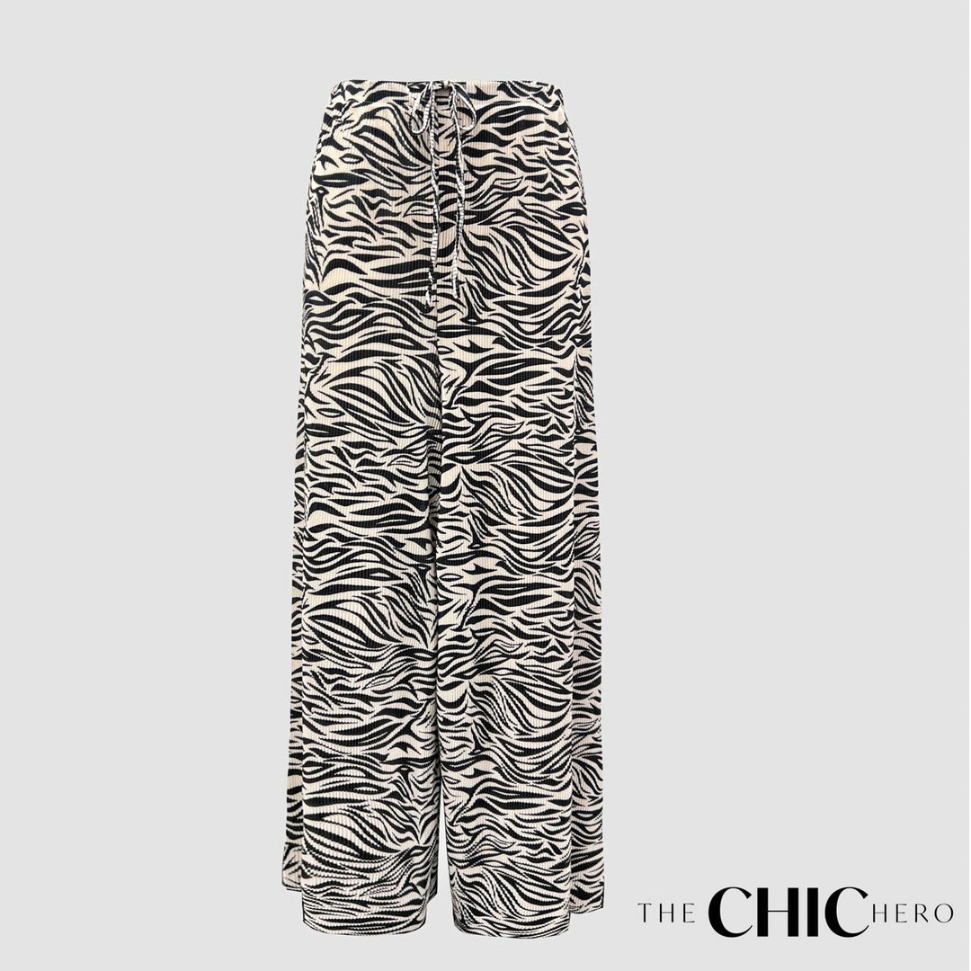 Multi Colour Wave Print Pleated Trousers