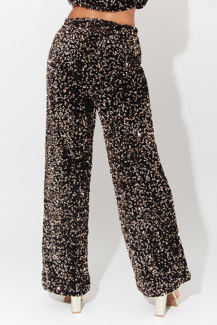 Slouchy Wide Leg Sequins Trouser