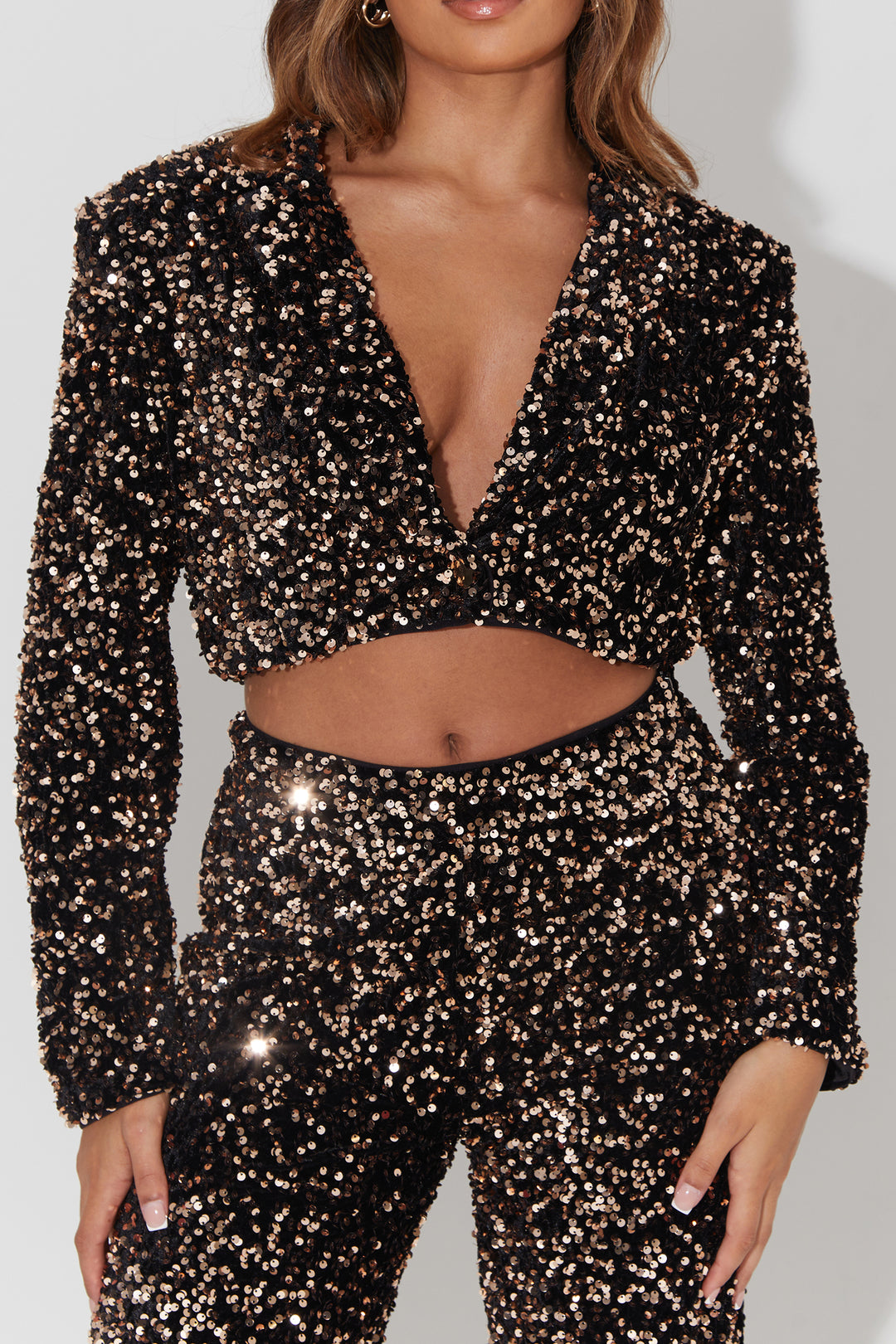 Cropped Sequins Blazer