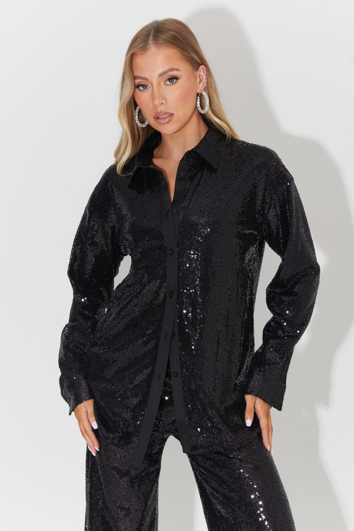 Sequin Oversize Loose Fit Shirt