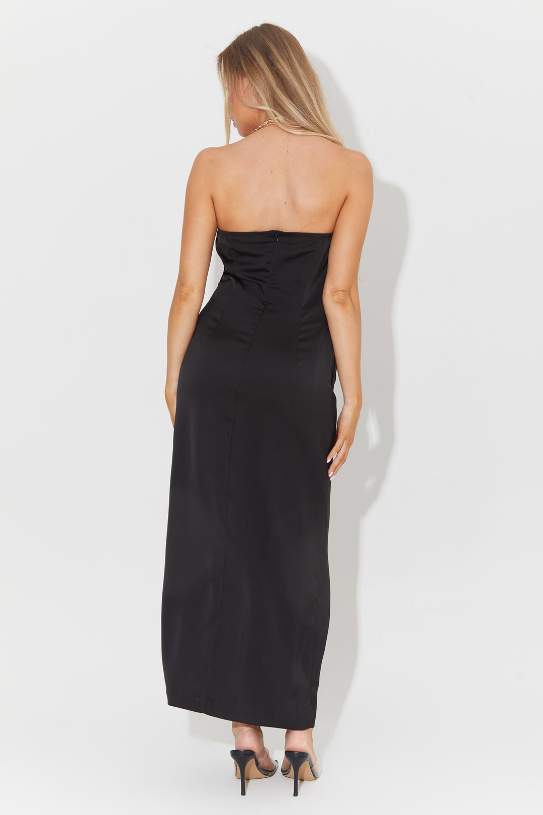 Satin Bandeau Midi Dress