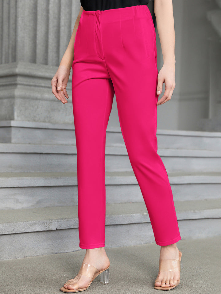 Solid Slant Pocket Pants in Hot Pink