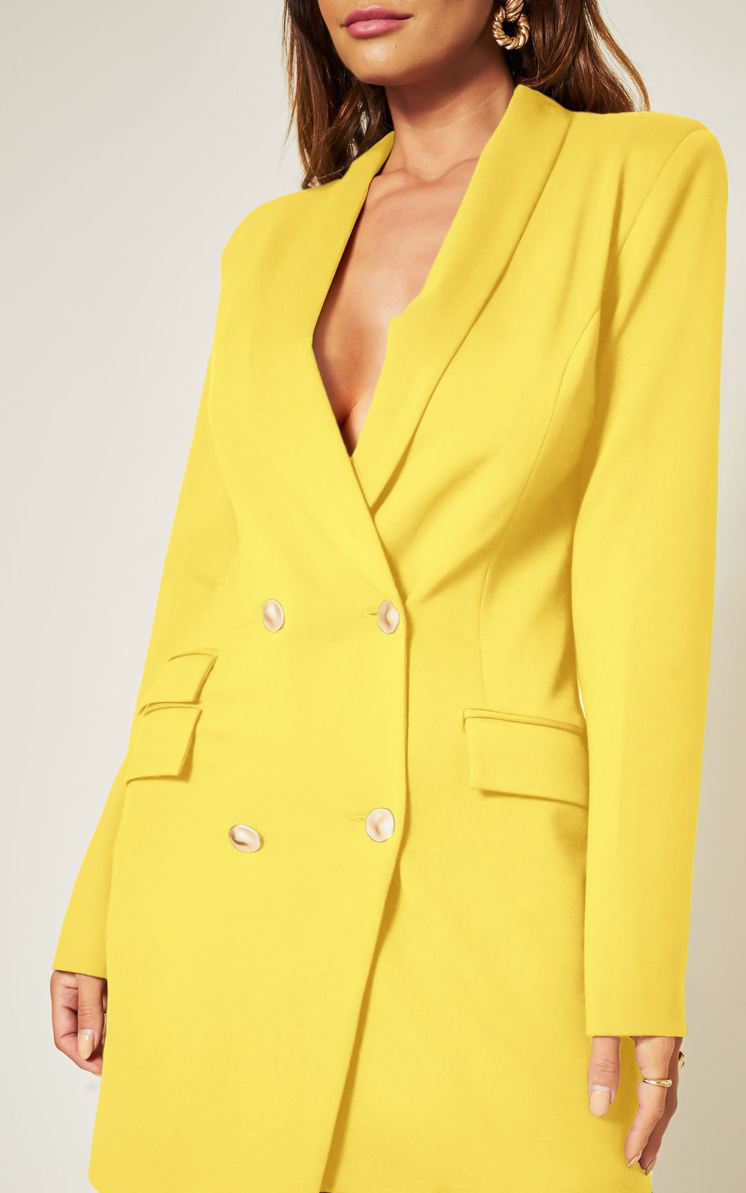 neon yellow blazer dress Elle Yellow Blazer Dress, S