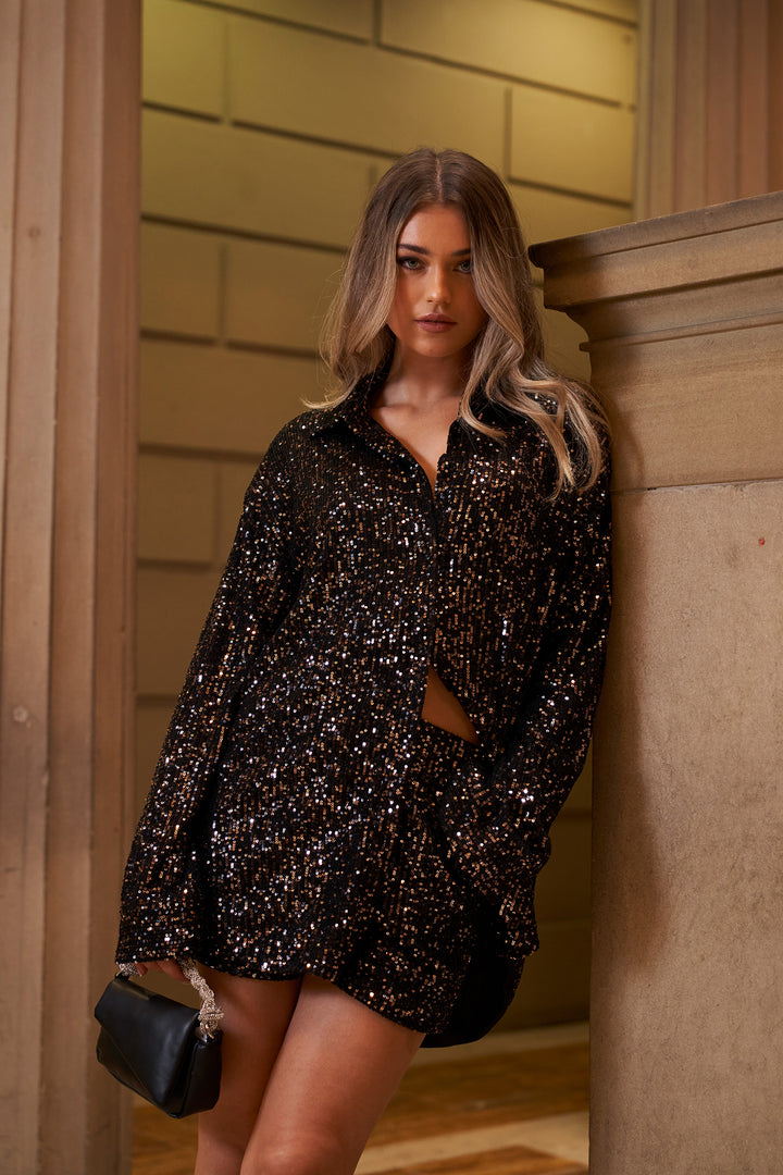 Oversized Sequin Shirt Co-Ord