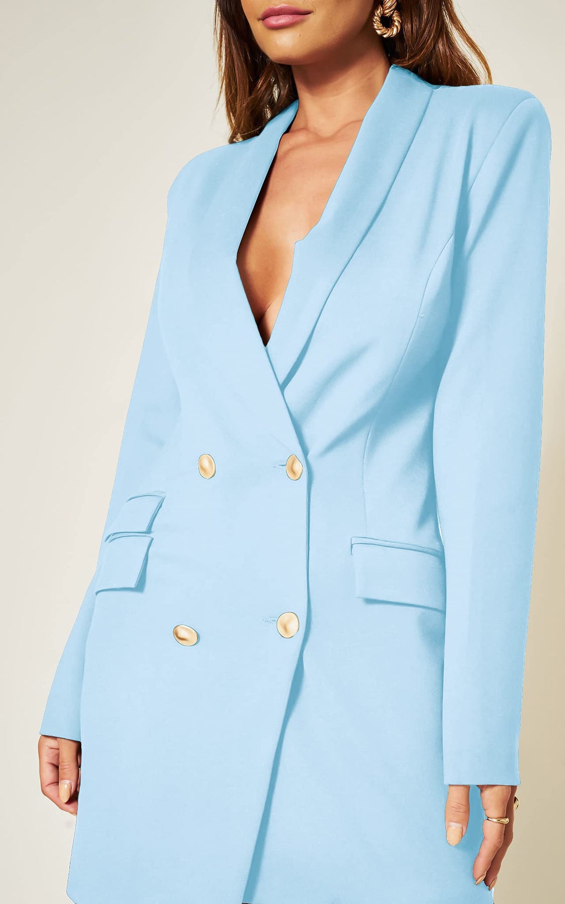 Unique21 Blazer Dress, Luxe Stain Breasted Baby Blue Blazer Dress 10 Unique21 Blazer Dress, Luxe Stain Breasted Baby Blue Blazer Dress 10