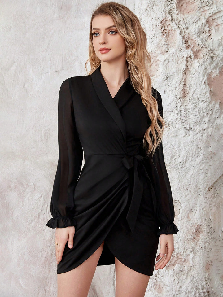 Solid Knot Side Wrap Dress