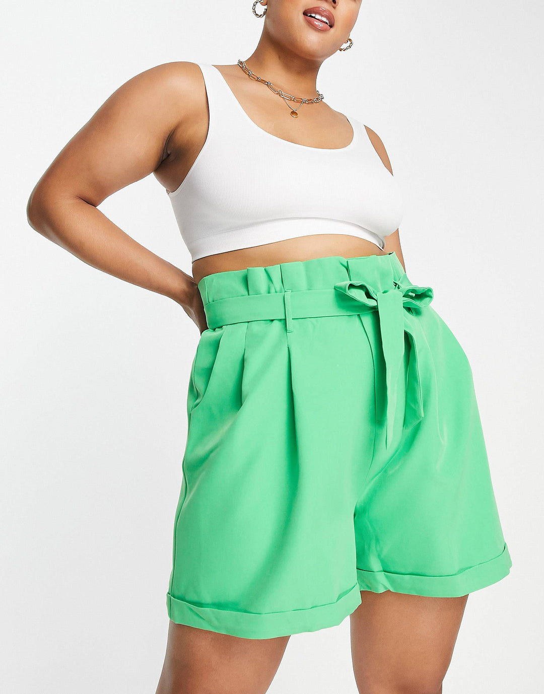 Hero Paperbag Waist Shorts In Green
