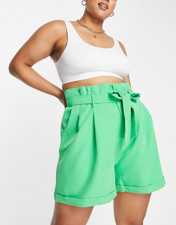 Hero Paperbag Waist Shorts In Green