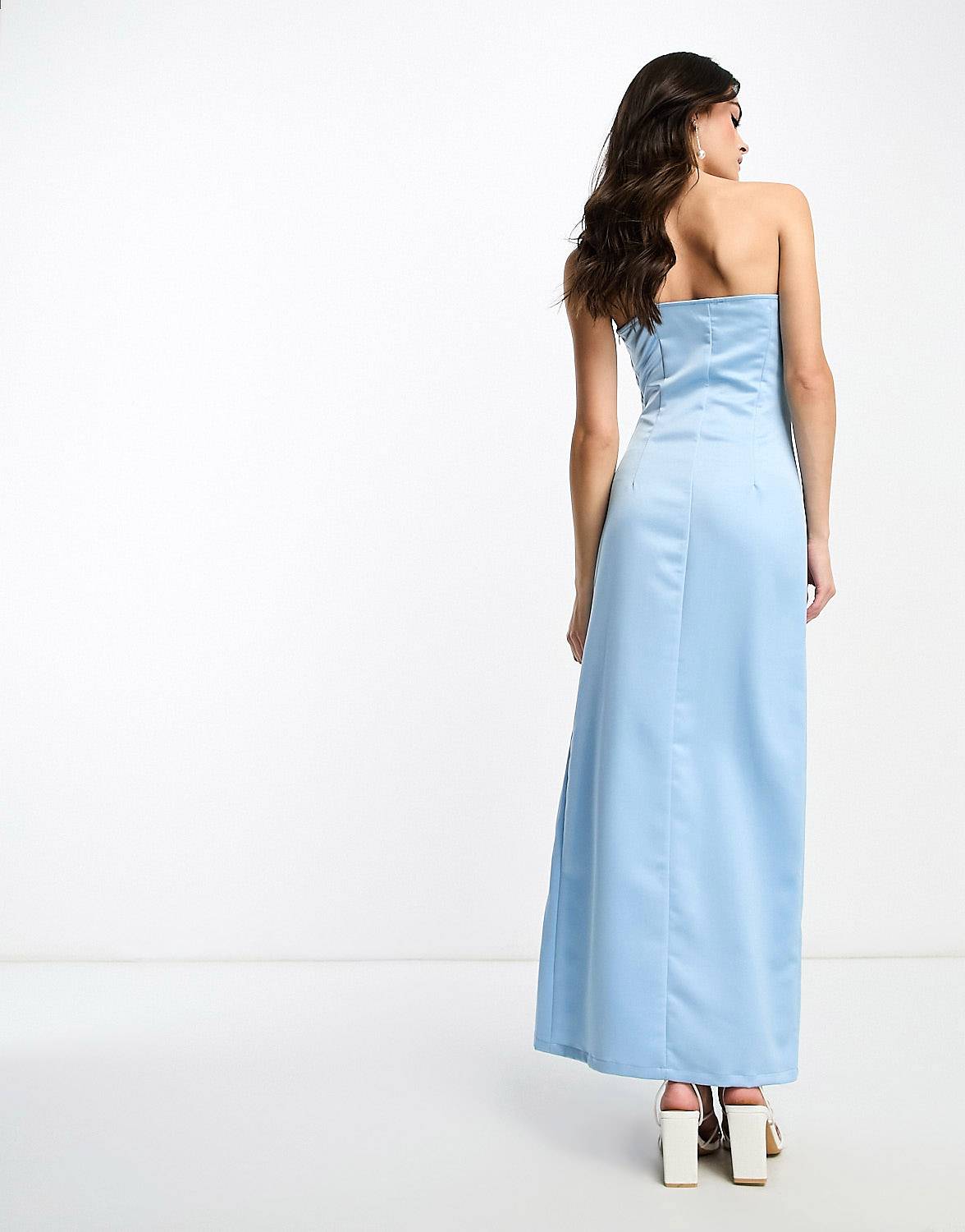 Baby blue one deals shoulder maxi dress