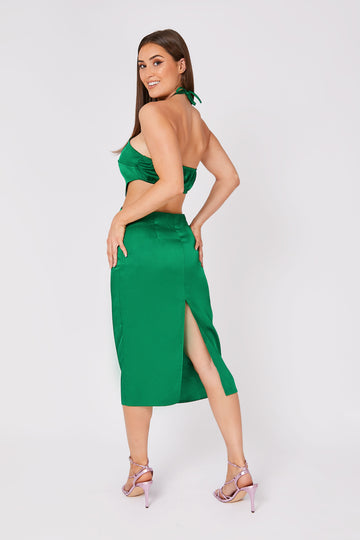 SCARF TIE NECK MIDI DRESS