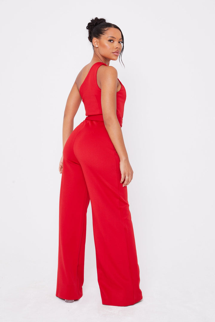 One Shoulder Wide Leg Jumpsuit