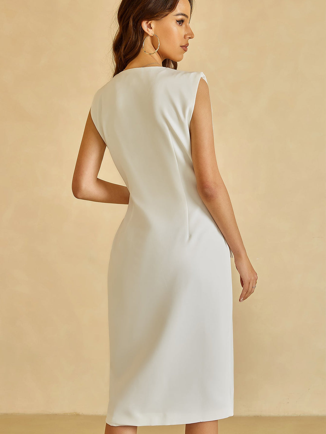 UNIQUE21 WHITE SLEVELESS GOLD BUTTON BLAZER DRESS UNIQUE21 WHITE SLEVELESS GOLD BUTTON BLAZER DRESS