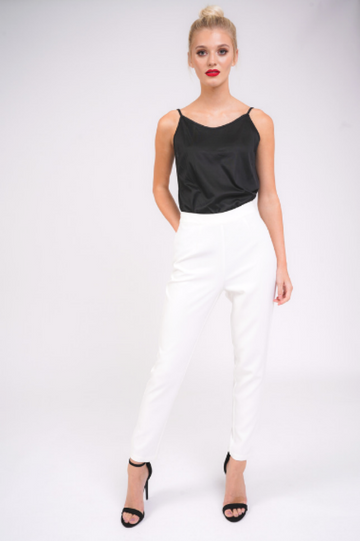 White High Rise Tailored Trousers
