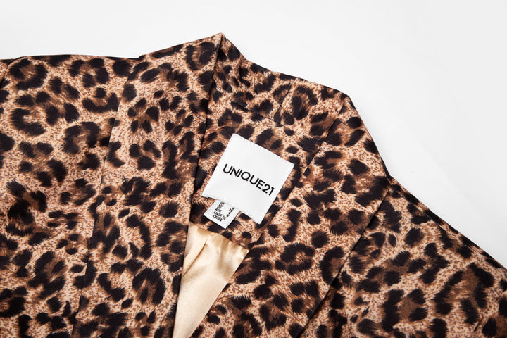 Leopard Print Asymetric Blazer Dress