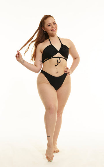 BLACK MULTIWAY STRAP BIKINI SET