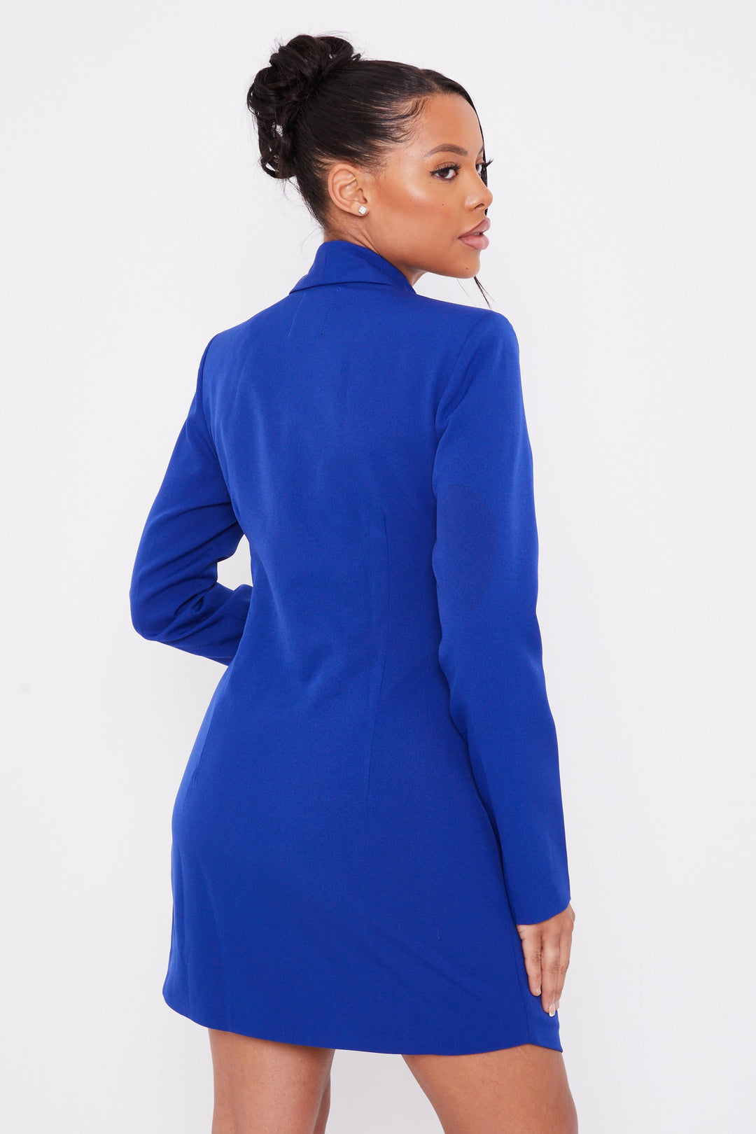 Navy Double Breasted Gold Button Blazer Dress