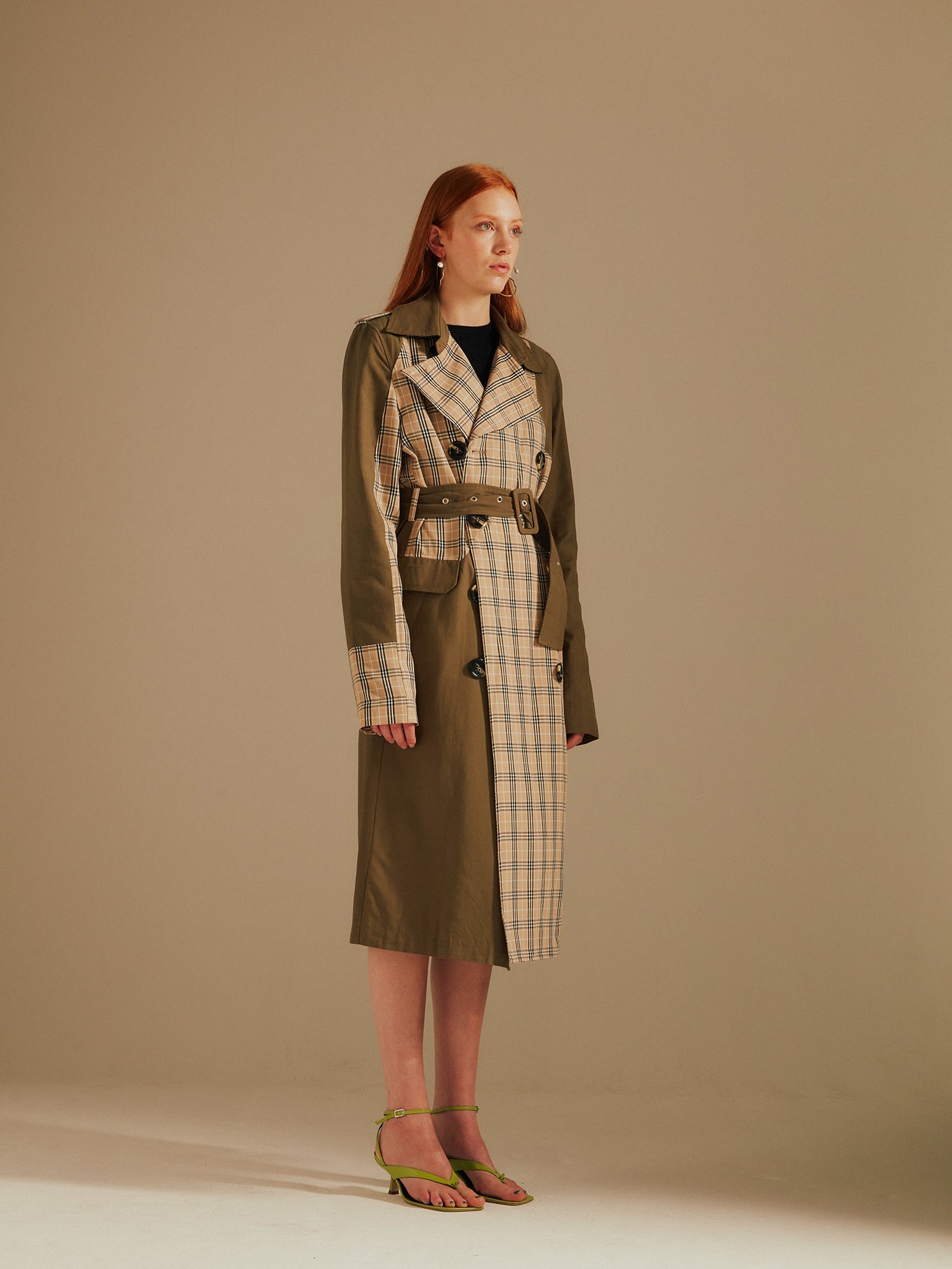 Khaki/Stone Chen Contrast Panelled Trench Coat – UNIQUE21