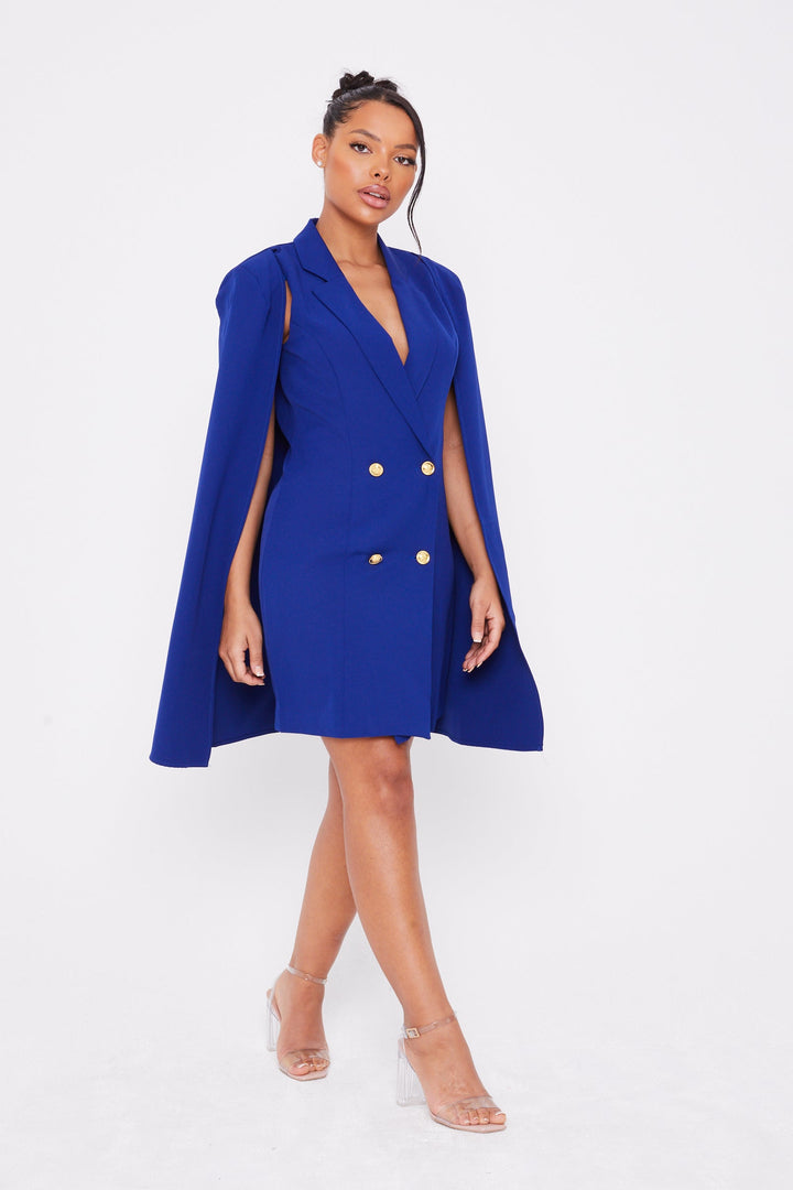 Blue Blazer Cape Dress