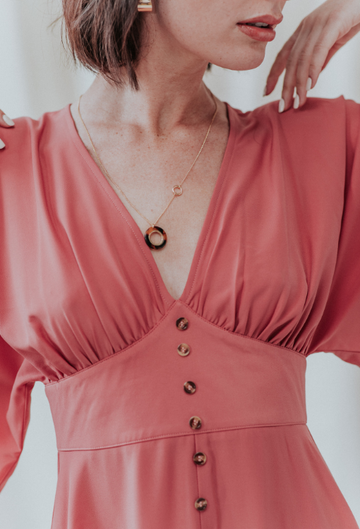 Angel Sleeve Maxi Dress In Dusty Rose