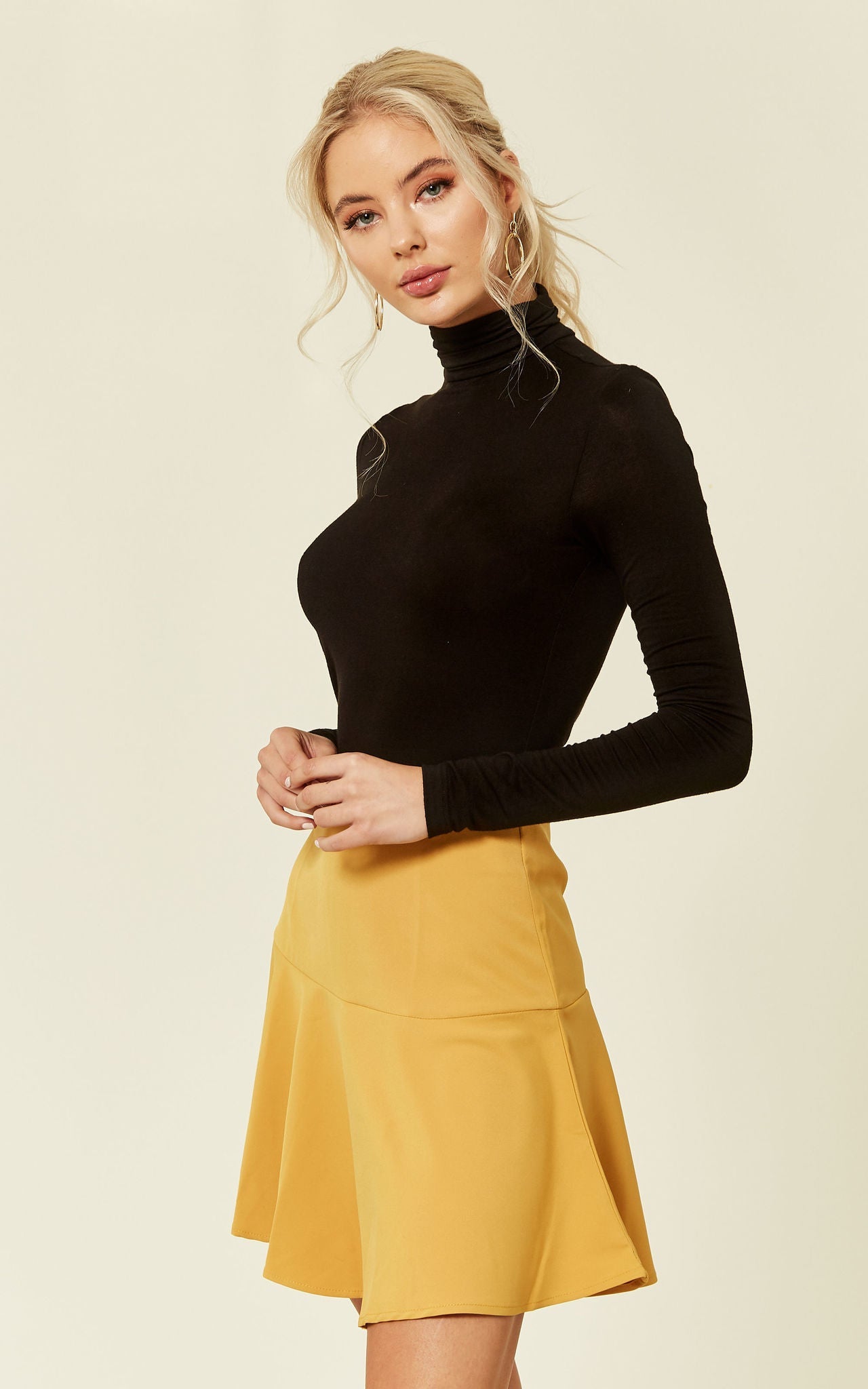 Mustard Yellow Mini Skater Skirt